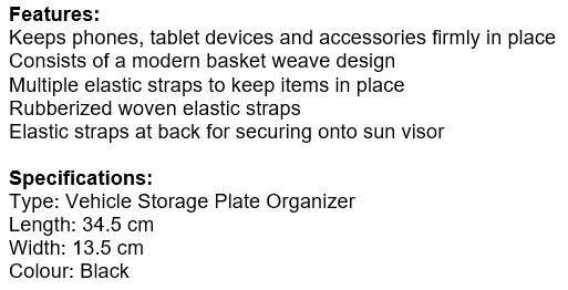 Vehicle Sun Visor Storage Organizer Plate  Keep all your belongings firmly in one place!