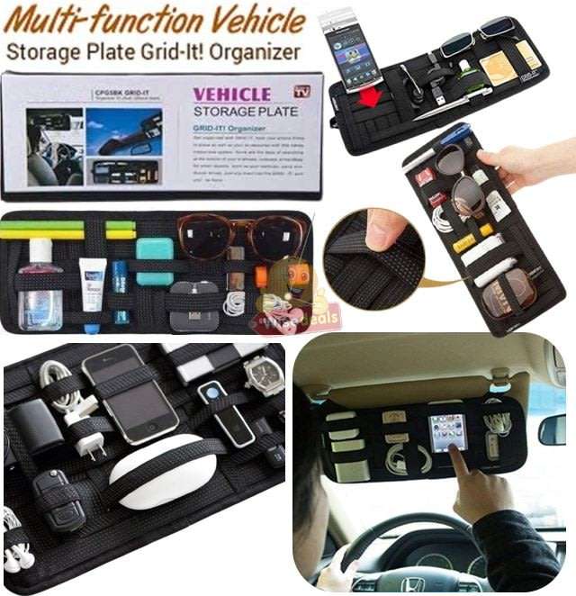 Vehicle Sun Visor Storage Organizer Plate  Keep all your belongings firmly in one place!
