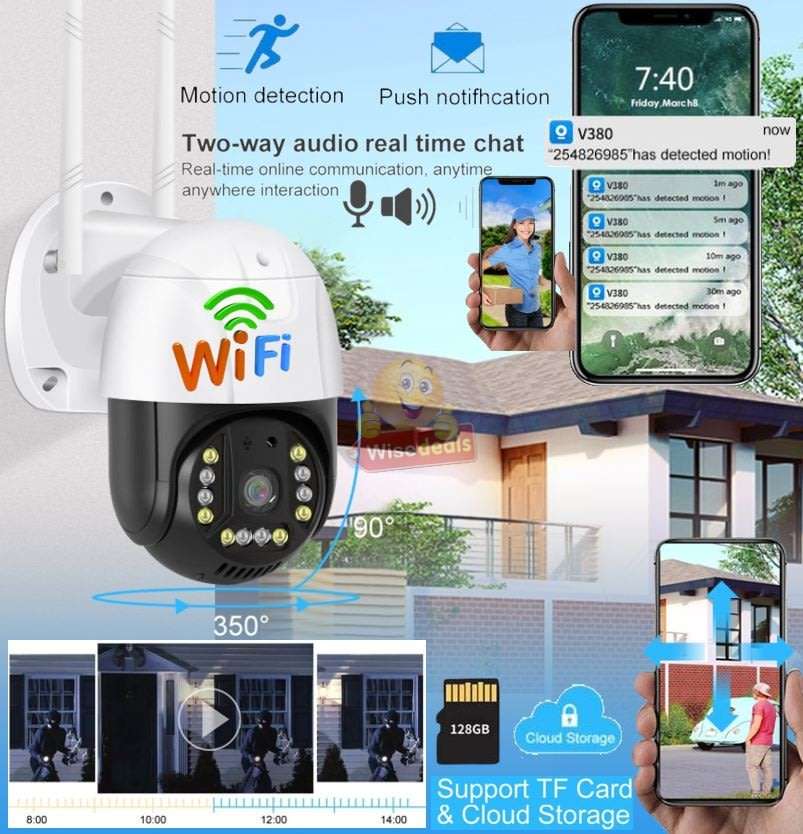 5MP, Waterproof Outdoor 4K WIFI Intelligent IP Camera, Motion Detector, Two-way Communication etc.