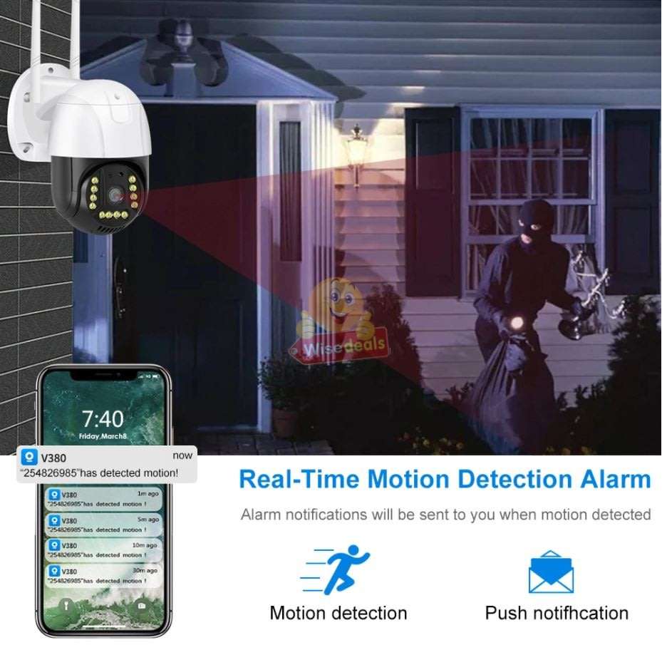 5MP, Waterproof Outdoor 4K WIFI Intelligent IP Camera, Motion Detector, Two-way Communication etc.