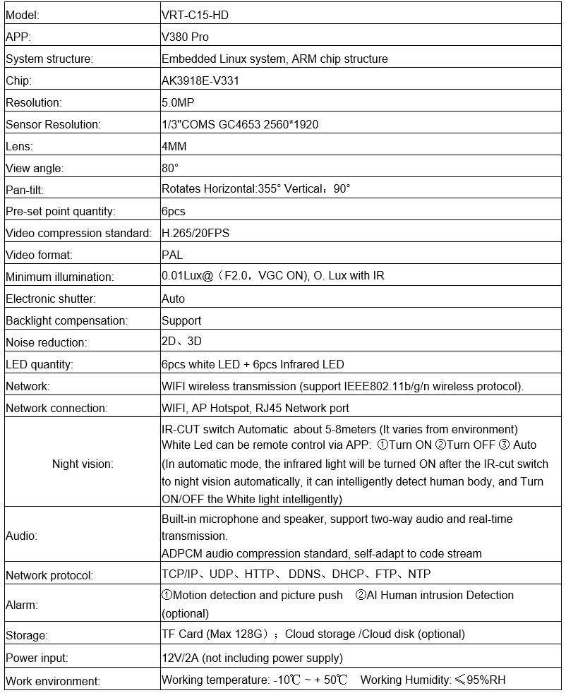 Waterproof Outdoor 4K WIFI Intelligent IP Camera, Motion Detector, Two-way Communication etc.