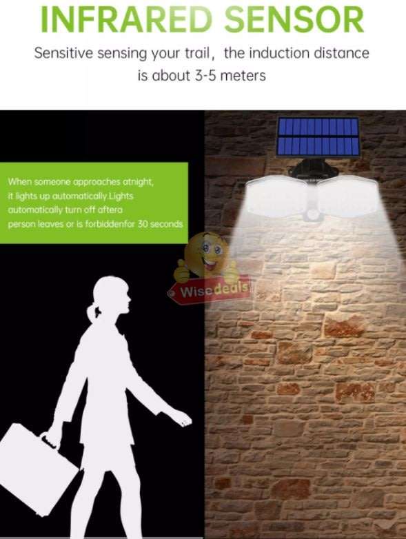 Solar Flood Light, 2 adjustable heads, 3 modes, Rechargeable Lithium battery, Waterproof etc