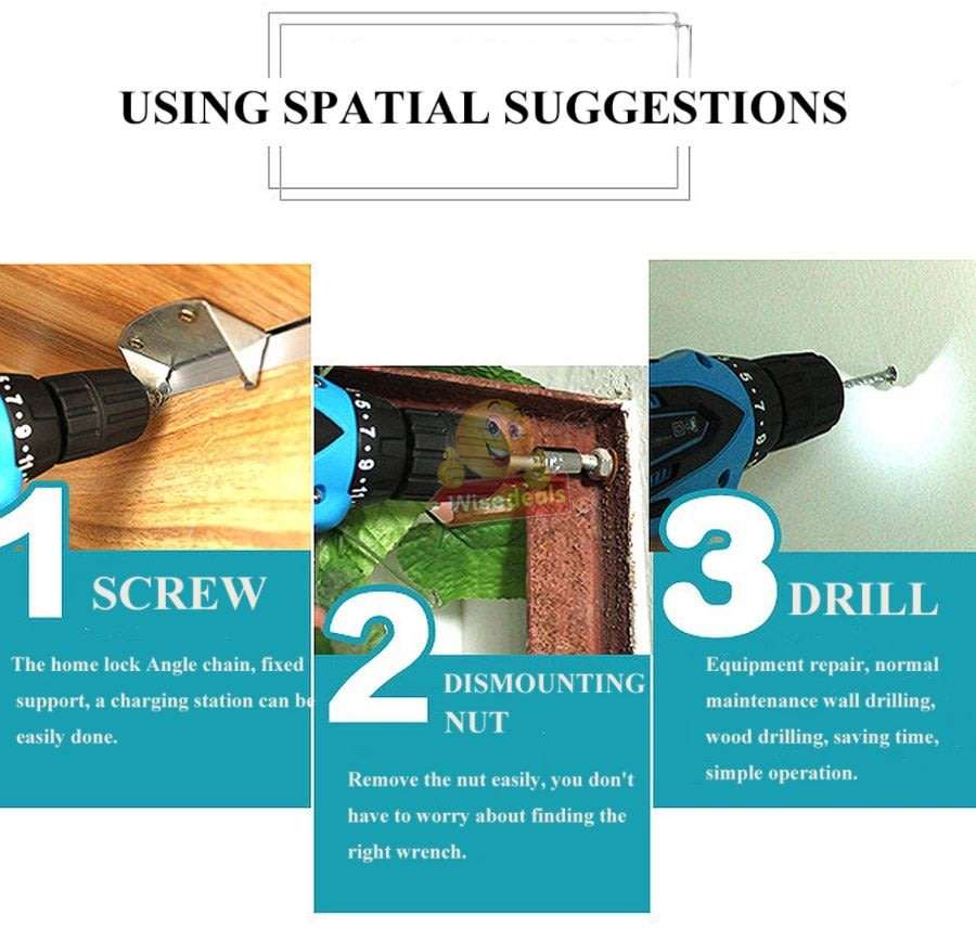 12V Cordless Drill / Screwdriver in Storage Case with 2 X Rechargeable Batteries & Power Adaptor