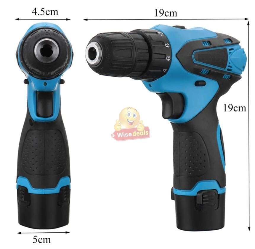 12V Cordless Drill / Screwdriver in Storage Case with 2 X Rechargeable Batteries & Power Adaptor