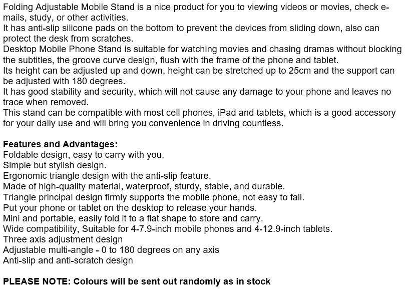 Widely Compatible phone holder, Stable Base, Fully Protective Anti-Slip Silicone Pad, Foldable etc