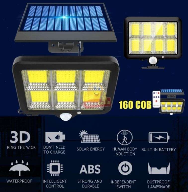 COB LED Multi functional SOLAR Energy Flood Light Kit with Remote Control & 5 Modes