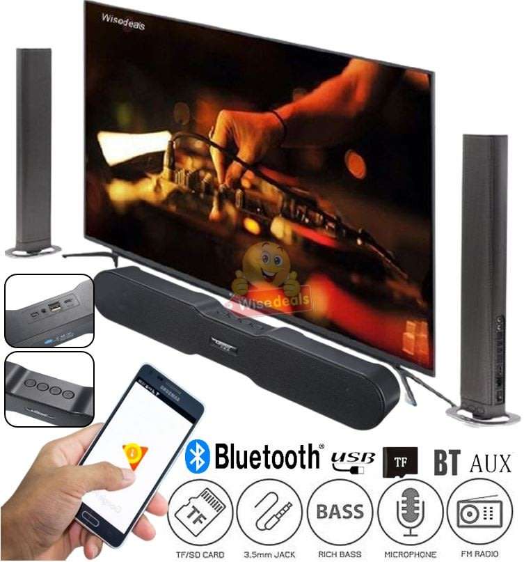 Wireless Bluetooth Sound bar with FM Radio, Support SD Card, USB, AUX, Superb Sound
