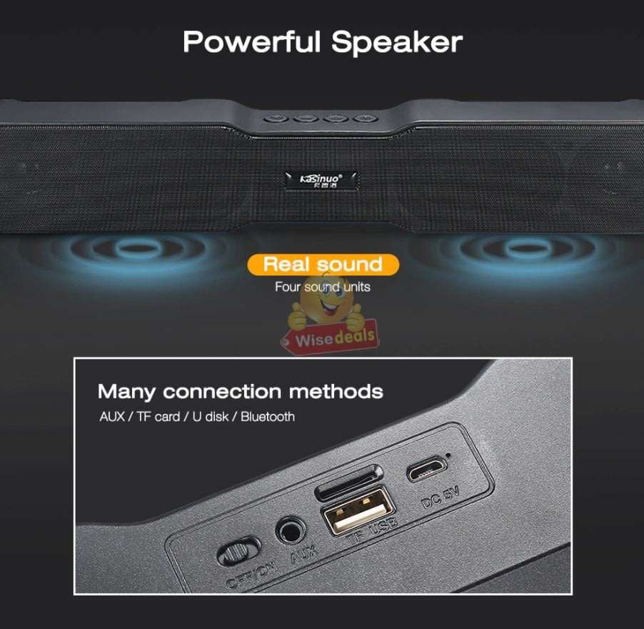 Wireless Bluetooth Sound bar with FM Radio, Support SD Card, USB, AUX, Superb Sound
