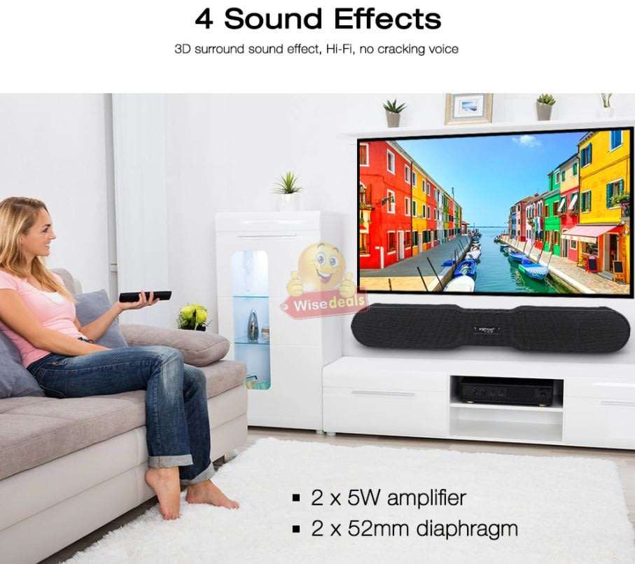 Wireless Bluetooth Sound bar with FM Radio, Support SD Card, USB, AUX, Superb Sound