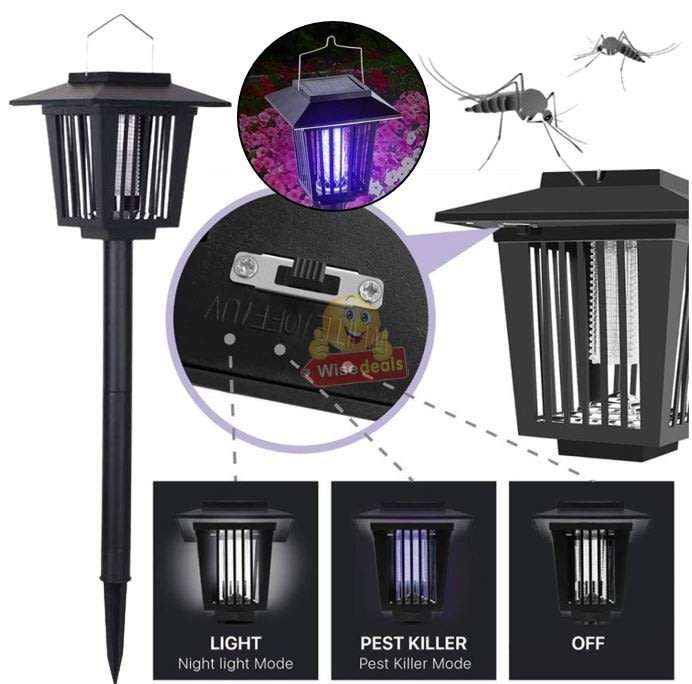 Solar UV & White LED Garden Light in one, just switch the button. Say Goodbye to Annoying bugs