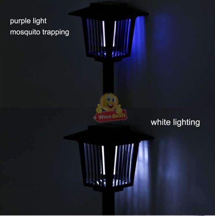 Solar UV & White LED Garden Light in one, just switch the button. Say Goodbye to Annoying bugs
