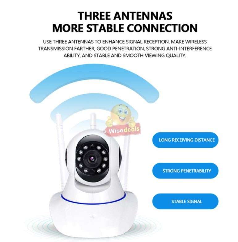 3 Antenna 5.0MP 1080P Wireless WIFI Surveillance IP Camera, Night Vision, Motion Detection, Two-way