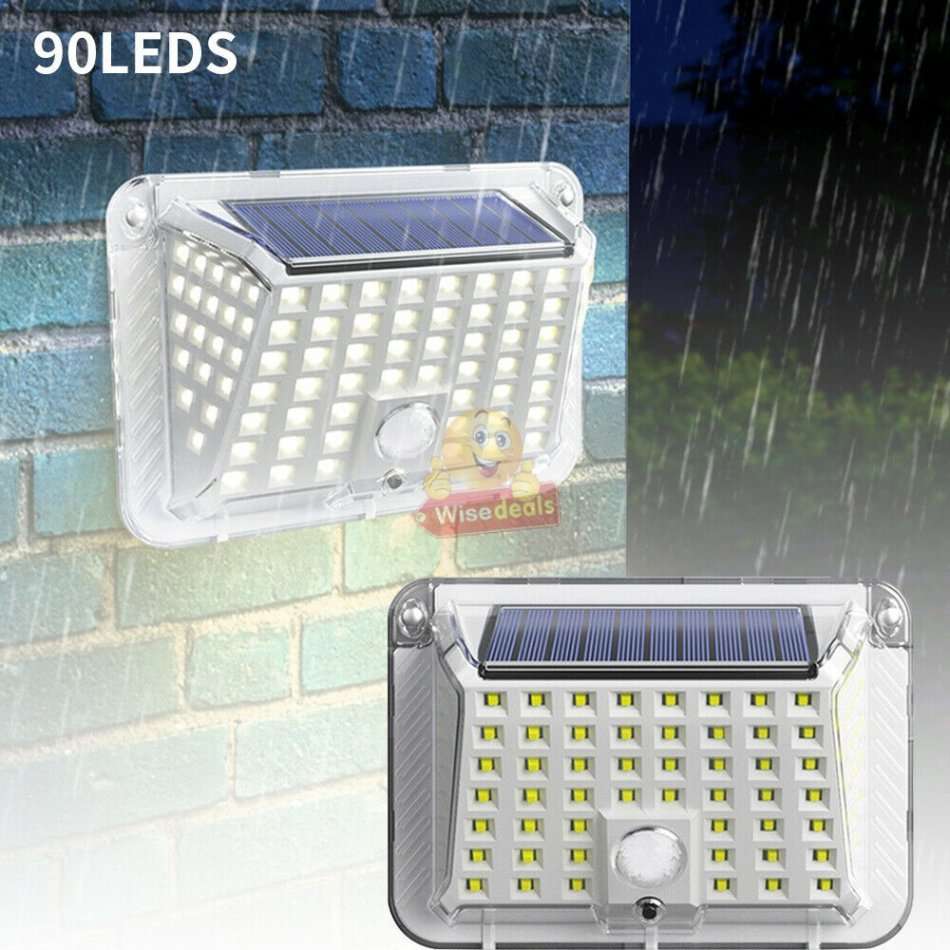 90 LED Super Bright SOLAR Wall Light with 3 Modes, PIR Motion Sensor, Waterproof & Eco-Friendly