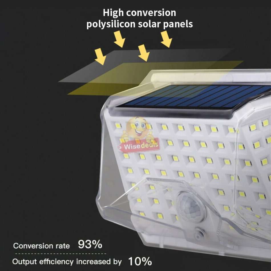 90 LED Super Bright SOLAR Wall Light with 3 Modes, PIR Motion Sensor, Waterproof & Eco-Friendly