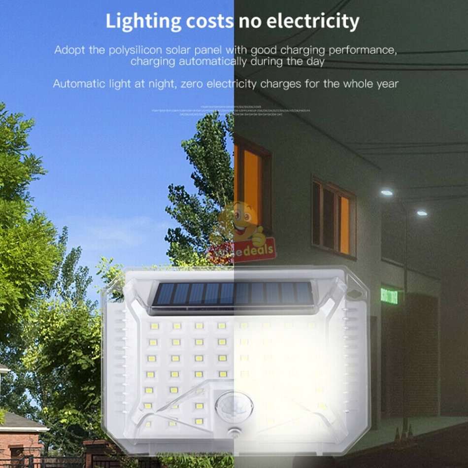 90 LED Super Bright SOLAR Wall Light with 3 Modes, PIR Motion Sensor, Waterproof & Eco-Friendly