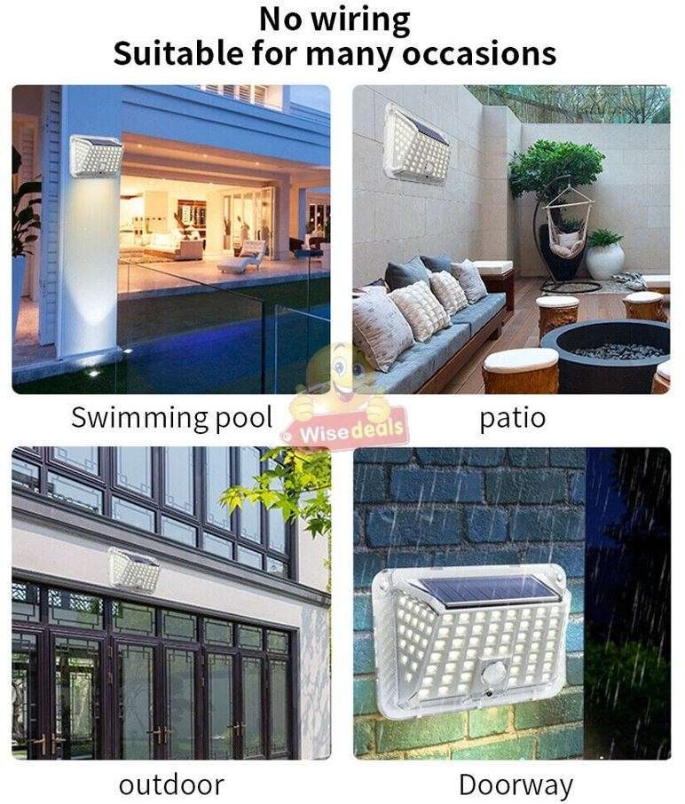 90 LED Super Bright SOLAR Wall Light with 3 Modes, PIR Motion Sensor, Waterproof & Eco-Friendly