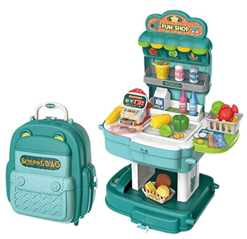 2 in 1 Backpack Educational Play Sets, Fruit Shop Market with lots of accessories
