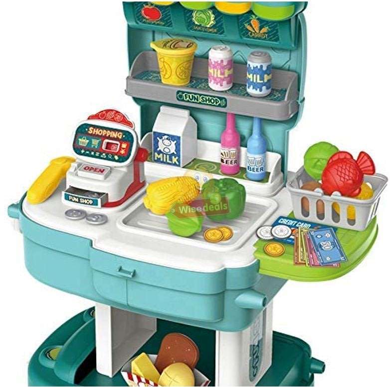 2 in 1 Backpack Educational Play Sets, Fruit Shop Market with lots of accessories