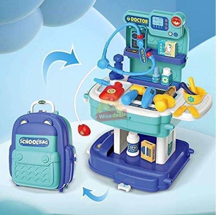 2 in 1 Backpack Educational Play Sets, Cure Doctor Set with lots of accessories