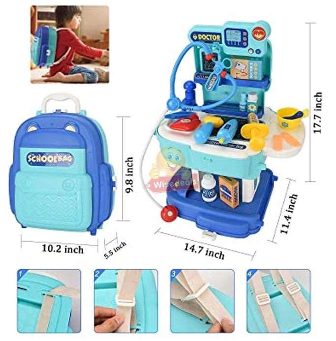 2 in 1 Backpack Educational Play Sets, Cure Doctor Set with lots of accessories
