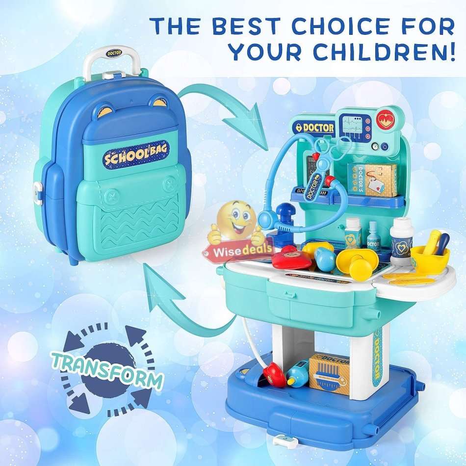 2 in 1 Backpack Educational Play Sets, Cure Doctor Set with lots of accessories