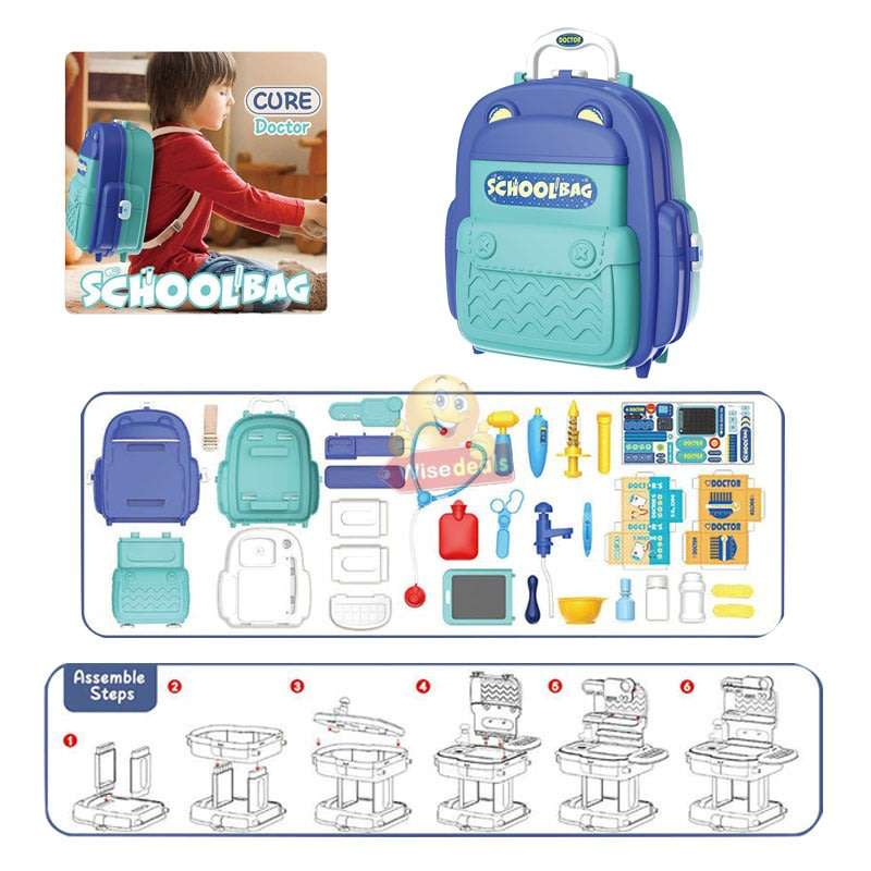 2 in 1 Backpack Educational Play Sets, Cure Doctor Set with lots of accessories