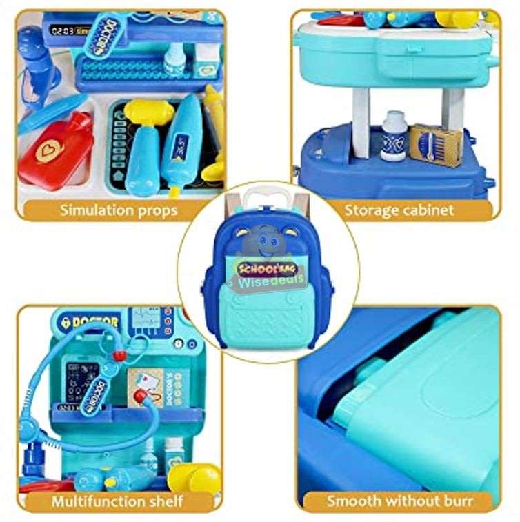 2 in 1 Backpack Educational Play Sets, Cure Doctor Set with lots of accessories