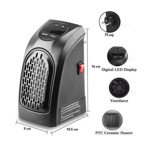 400W Handy Heater  Set temperature up to 32C, LED Display, Timer to maintain on and off
