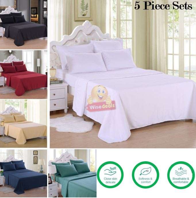 OUTSTANDING 5 PIECE KING SIZE Bed Sheet Set -  Get everything you need in one set!