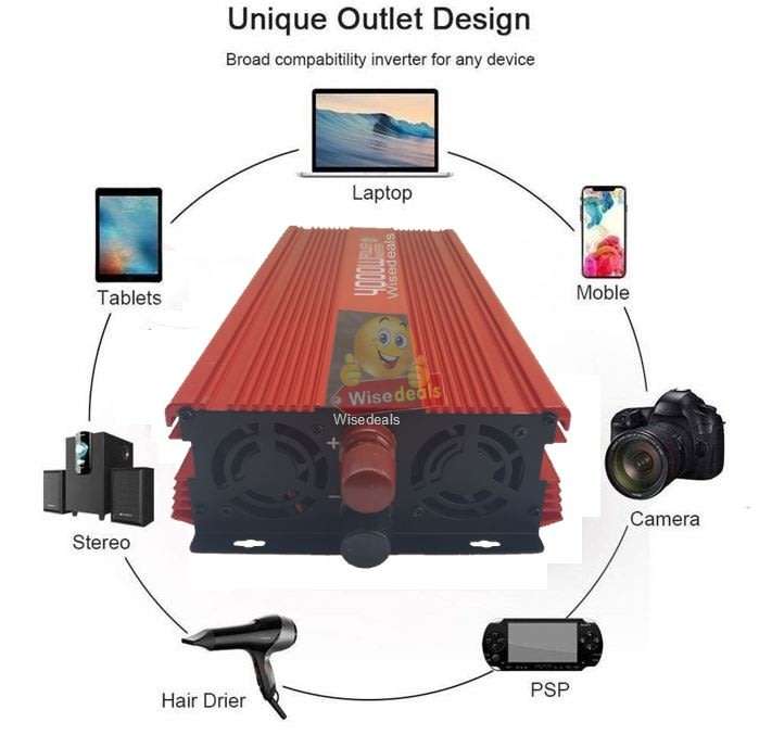 4000W Power Inverter  4000W Constant Power & 8000W Surge Power, Convert 12V DC to 220V AC