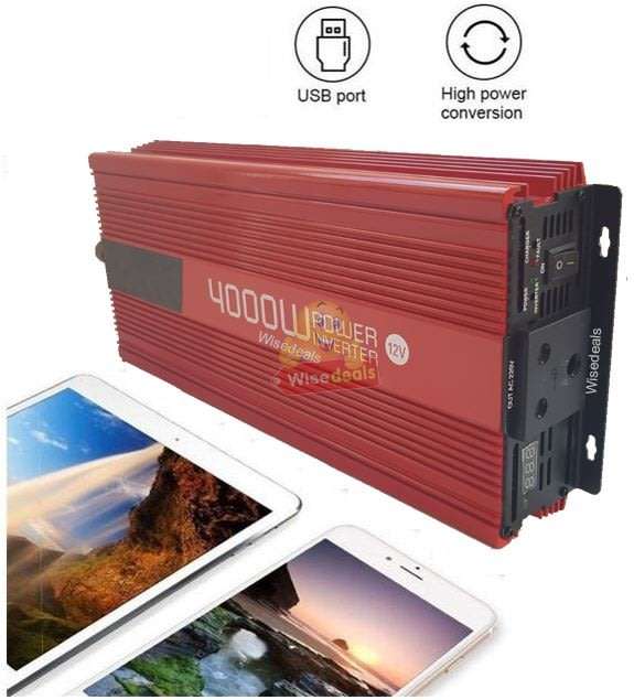 4000W Power Inverter  4000W Constant Power & 8000W Surge Power, Convert 12V DC to 220V AC