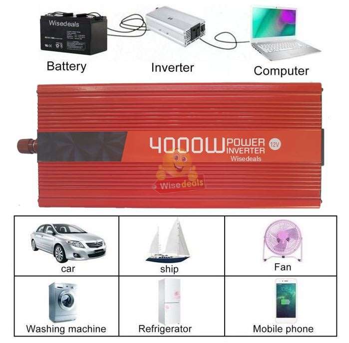 4000W Power Inverter  4000W Constant Power & 8000W Surge Power, Convert 12V DC to 220V AC