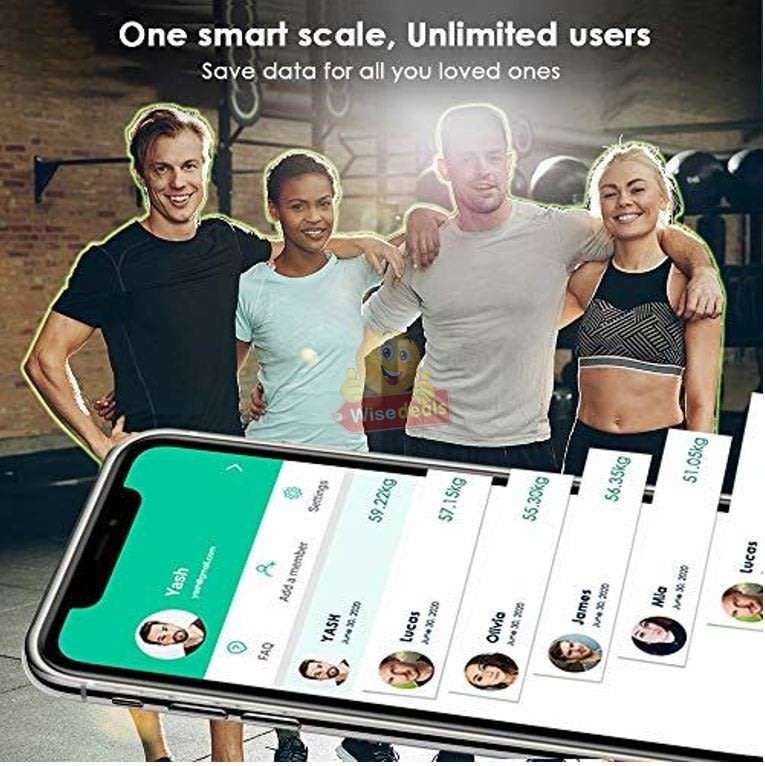 Smart Bluetooth Scale, Measure Several Body Compositions & Support Several Users