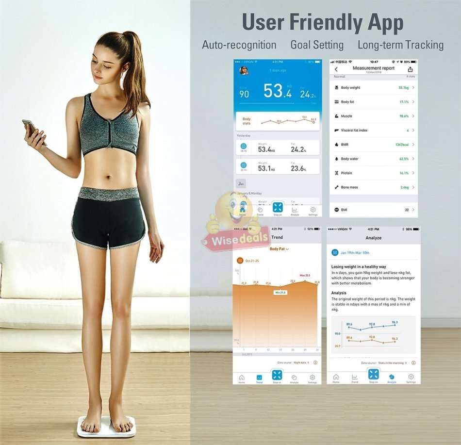 Smart Bluetooth Scale, Measure Several Body Compositions & Support Several Users