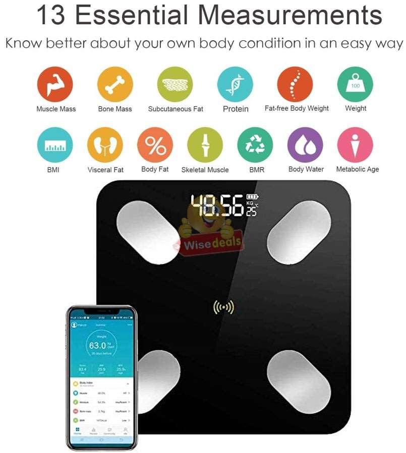 Smart Bluetooth Scale, Measure Several Body Compositions & Support Several Users