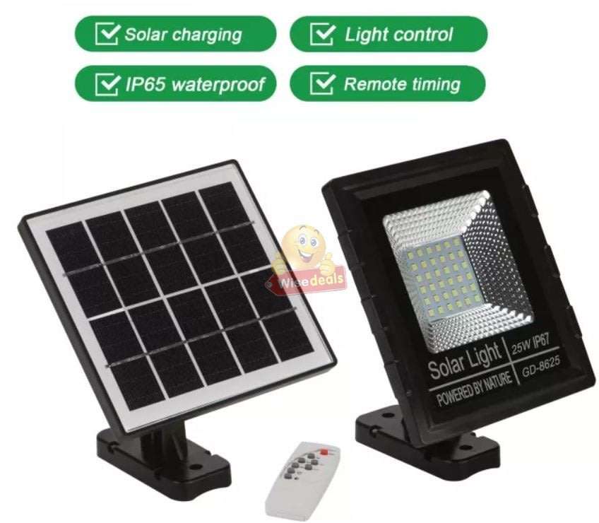 25W Solar Flood Light with Remote Control - Set Light on Timer and 2 Lightening modes