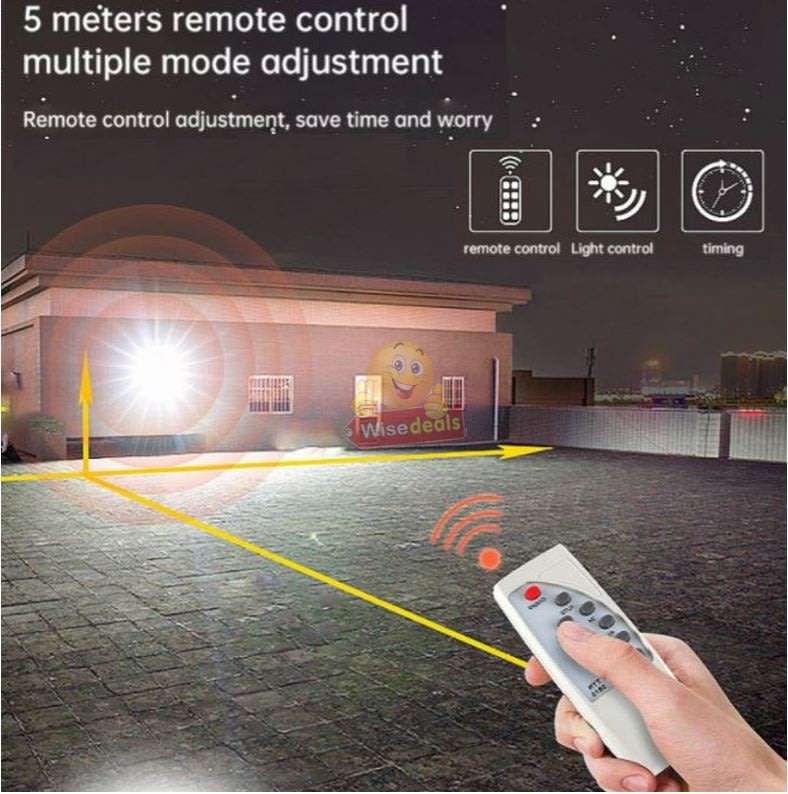 25W Solar Flood Light with Remote Control - Set Light on Timer and 2 Lightening modes