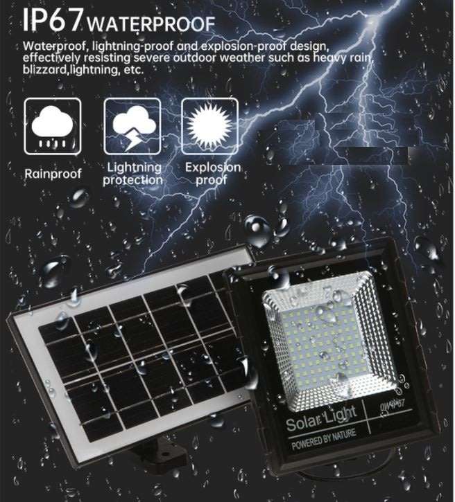 25W Solar Flood Light with Remote Control - Set Light on Timer and 2 Lightening modes