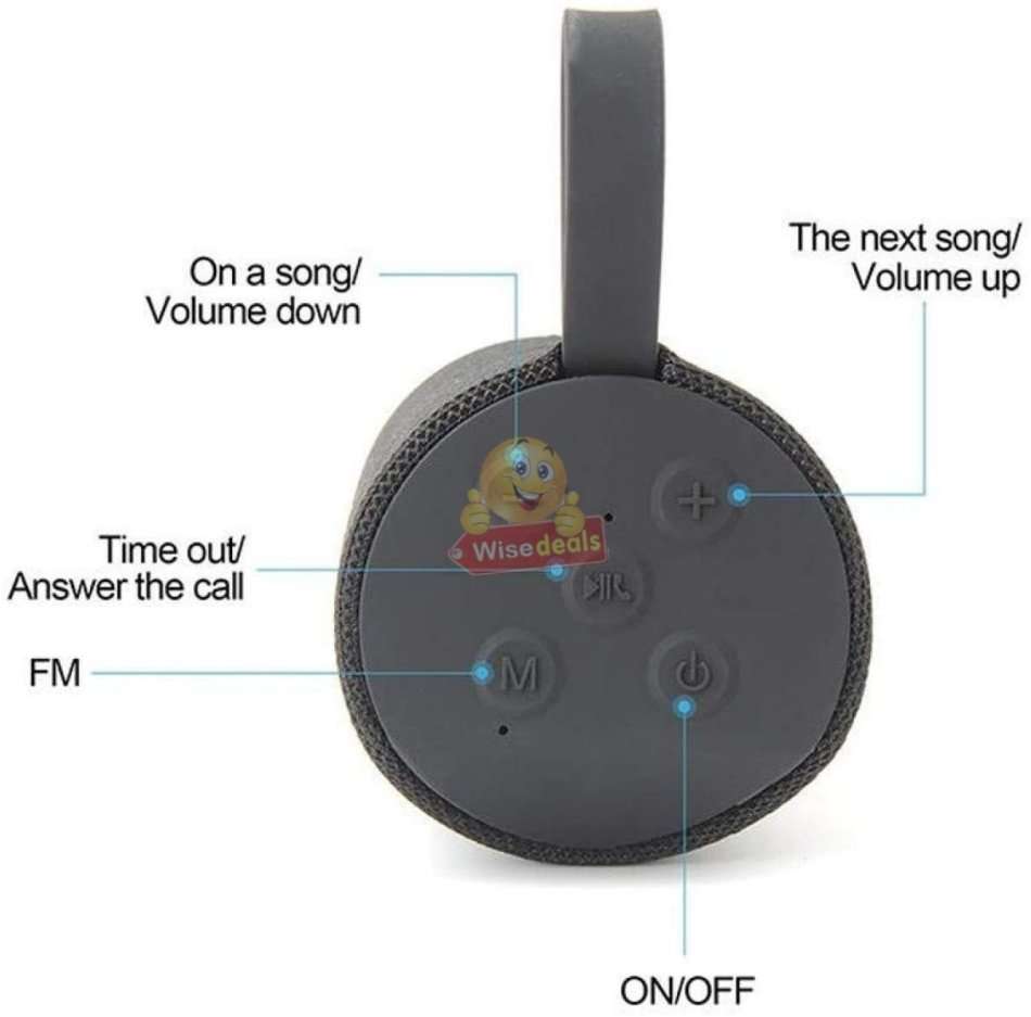 Portable Waterproof Bluetooth Speaker with FM Radio & Mic, Support SD Card, USB, Aux