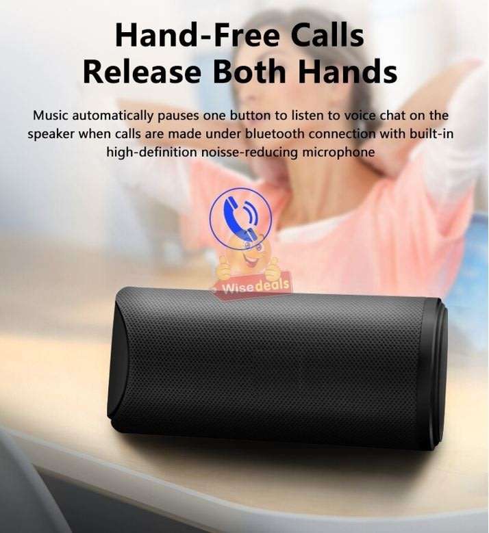 Portable Waterproof Bluetooth Speaker with FM Radio & Mic, Support SD Card, USB, Aux