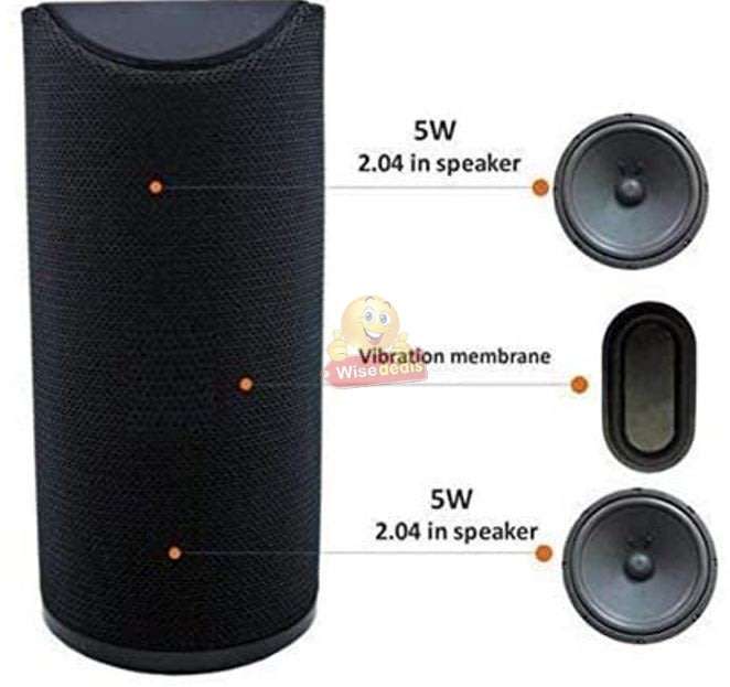 Portable Waterproof Bluetooth Speaker with FM Radio & Mic, Support SD Card, USB, Aux