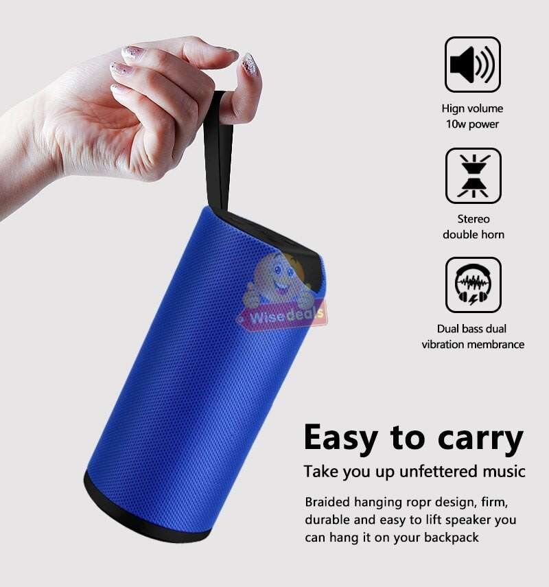 Portable Waterproof Bluetooth Speaker with FM Radio & Mic, Support SD Card, USB, Aux