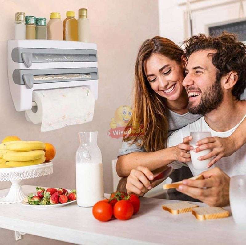 4 IN 1 Kitchen roll dispenser and organiser, a multifunctional space saver for every home
