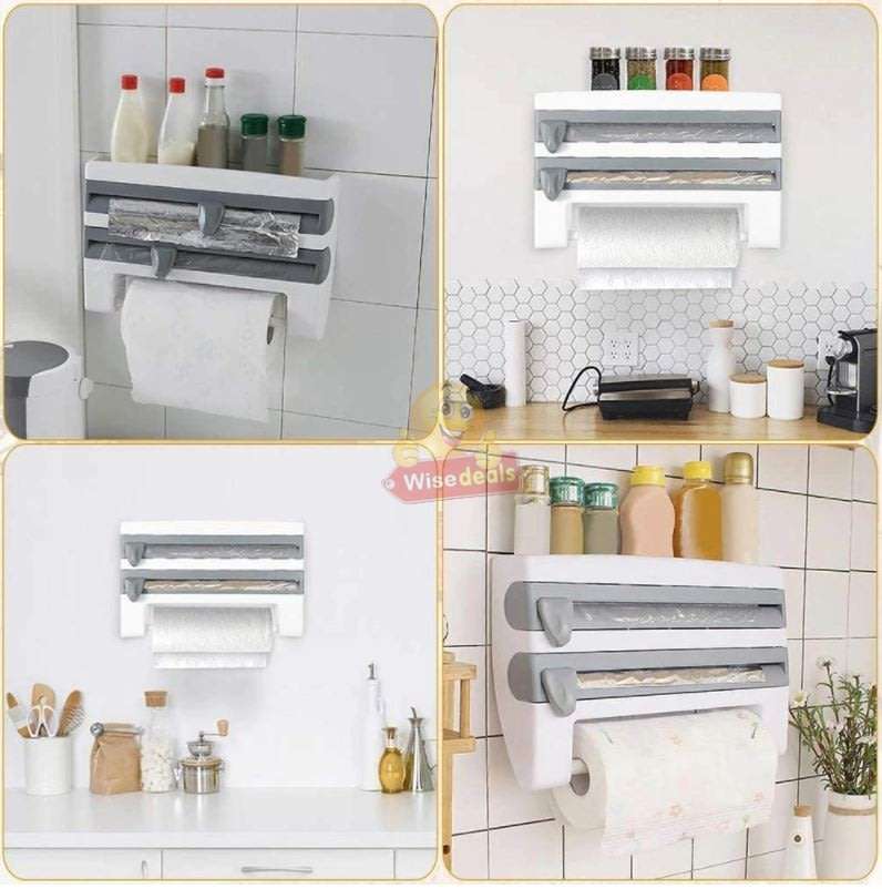 4 IN 1 Kitchen roll dispenser and organiser, a multifunctional space saver for every home