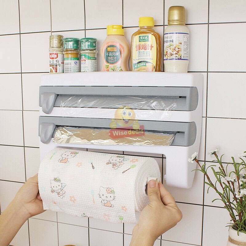 4 IN 1 Kitchen roll dispenser and organiser, a multifunctional space saver for every home