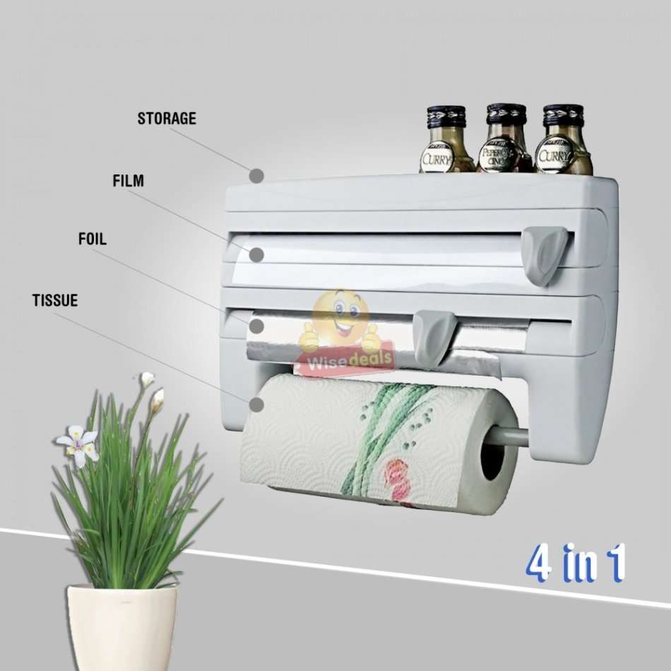 4 IN 1 Kitchen roll dispenser and organiser, a multifunctional space saver for every home