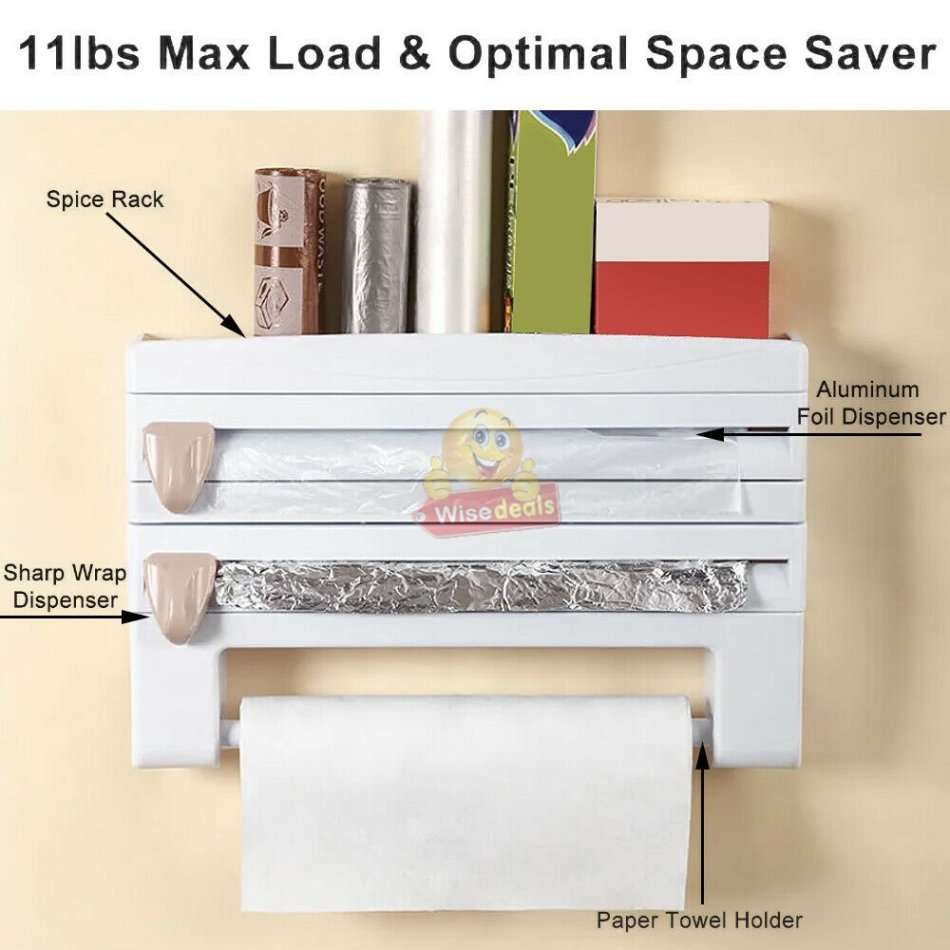 4 IN 1 Kitchen roll dispenser and organiser, a multifunctional space saver for every home