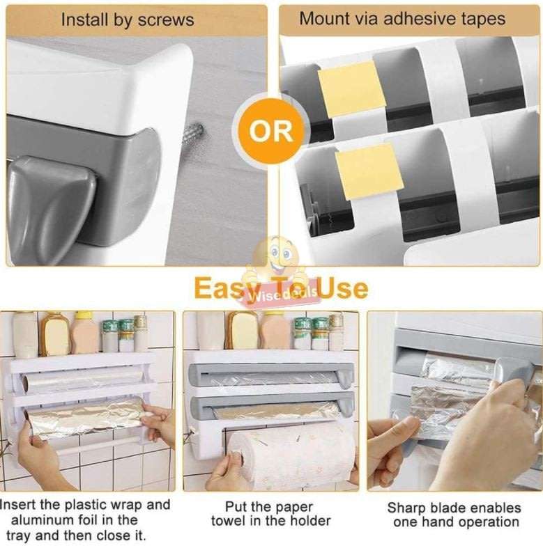 4 IN 1 Kitchen roll dispenser and organiser, a multifunctional space saver for every home