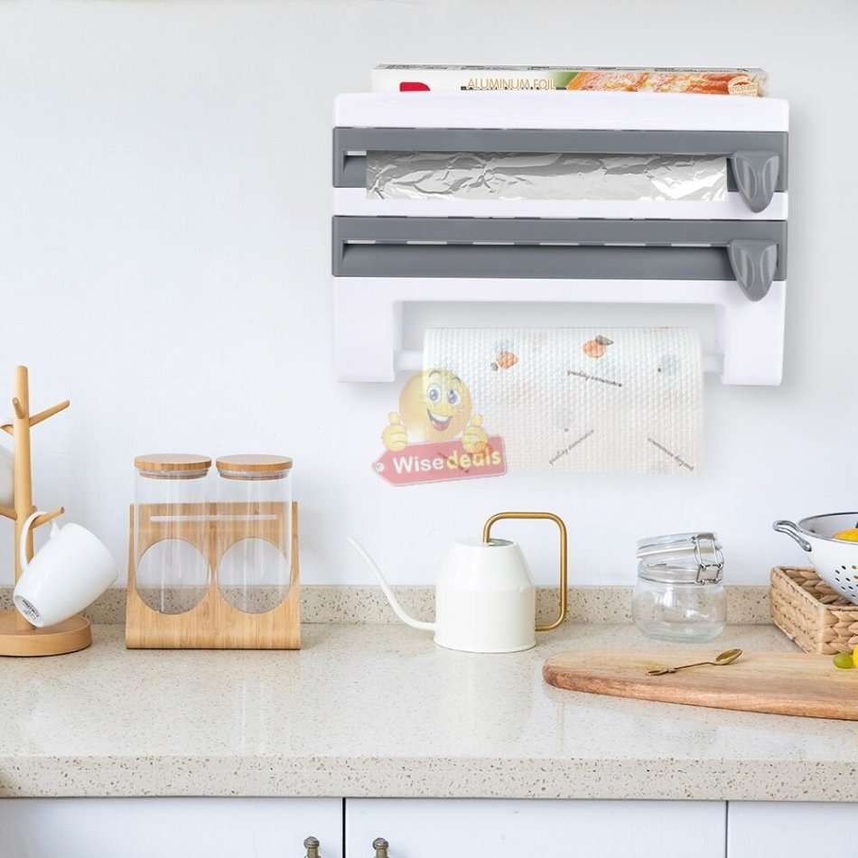 4 IN 1 Kitchen roll dispenser and organiser, a multifunctional space saver for every home