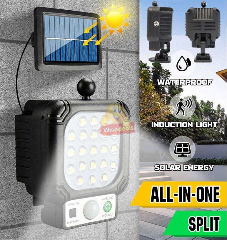 Super Bright Solar Split LED Wall Light, Build in Battery, 3 Selection Modes, Zero Electricity